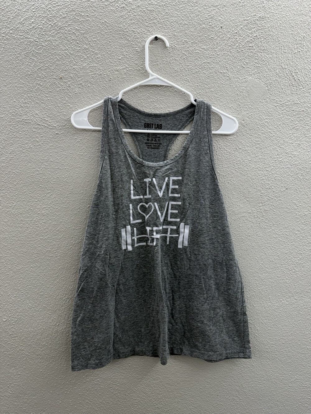 Grit Lab Womens Tank Top Size XL Gray Live Love Lift Workout Shirt Racerback